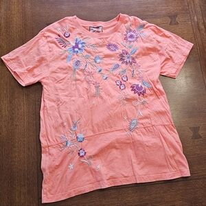 Johnny Was Phoebe Short Sleeve Seamed Relaxed Tee Medium